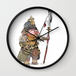 Cochon Samouraï Wall Clock | Funny, Illustration, Comic, Animal 