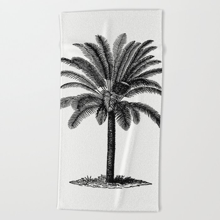 Vintage European Style Palm Tree Engraving Beach Towel