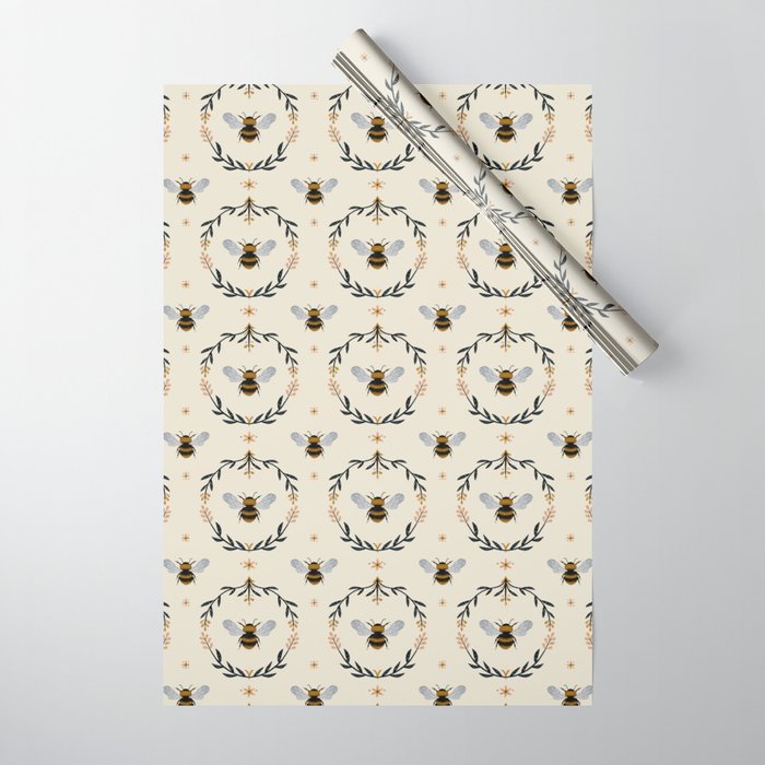 Ode to the Bumblebee (in cream) Wrapping Paper