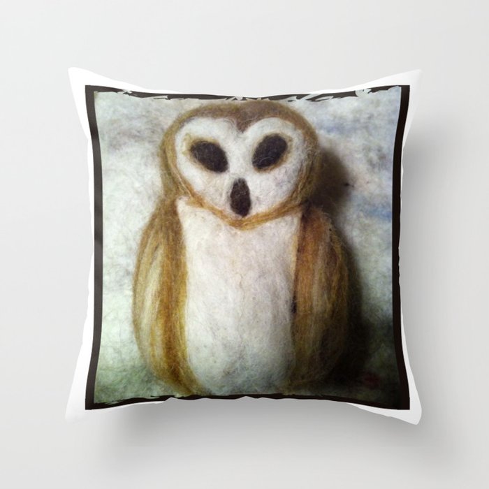 Caramel Barn Owl - Wise Owl Collection Throw Pillow