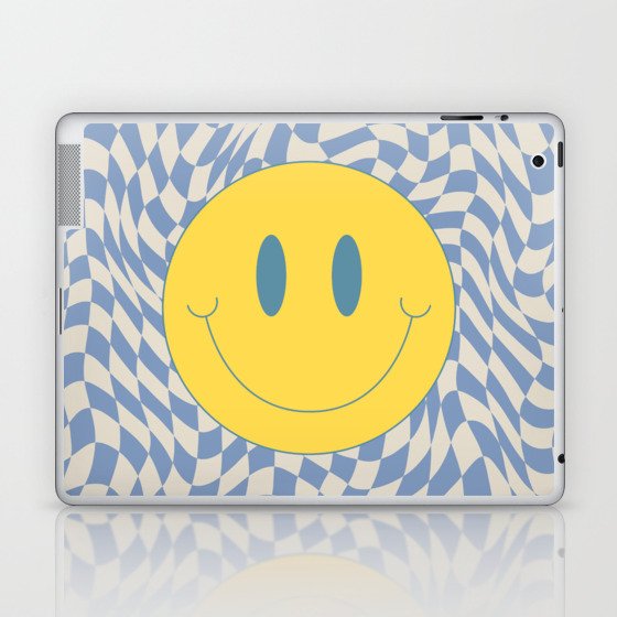 Smiley baby blue warp checked Laptop & iPad Skin