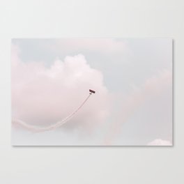 Vintage Airplane and Fluffy Clouds Canvas Print