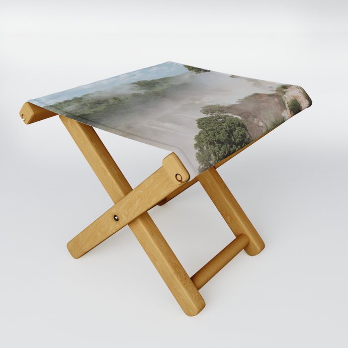 Argentina Photography - Rising Steam From The Iguaza Falls Folding Stool