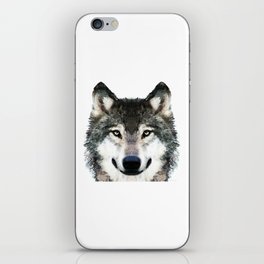 Timber Gray Wolf Art Full Face by Sharon Cummings iPhone Skin