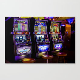 Casino, Arcade, Slot Machines, Machines, Gambling, Risk. Vintage. Retro. Illustration.  Canvas Print