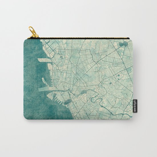 Manila Map Blue Vintage Carry-All Pouch