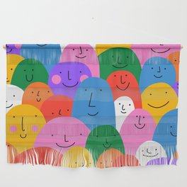 Diverse colorful people crowd pattern illustration Wall Hanging