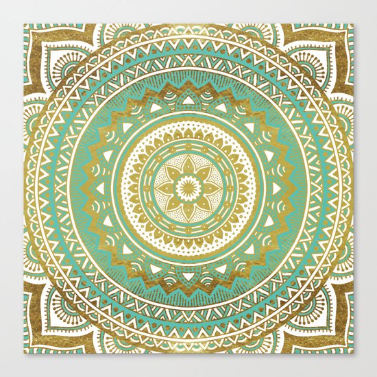 Blue and Gold Mandala Canvas Print