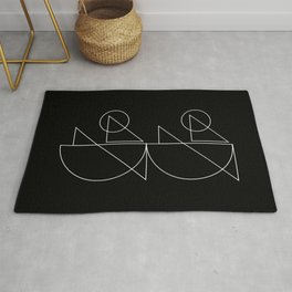 Kayakers | modern geometric Rug | Abstract, Contours, Boat, Structure, Lineal, Modern, Kayak, Sport, Black And White, Beach 