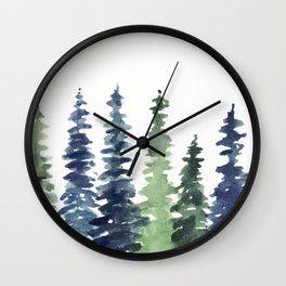 Pine Trees Watercolor Wall Clock