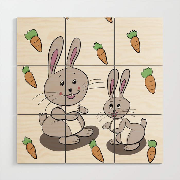 Little Rabbits Wood Wall Art