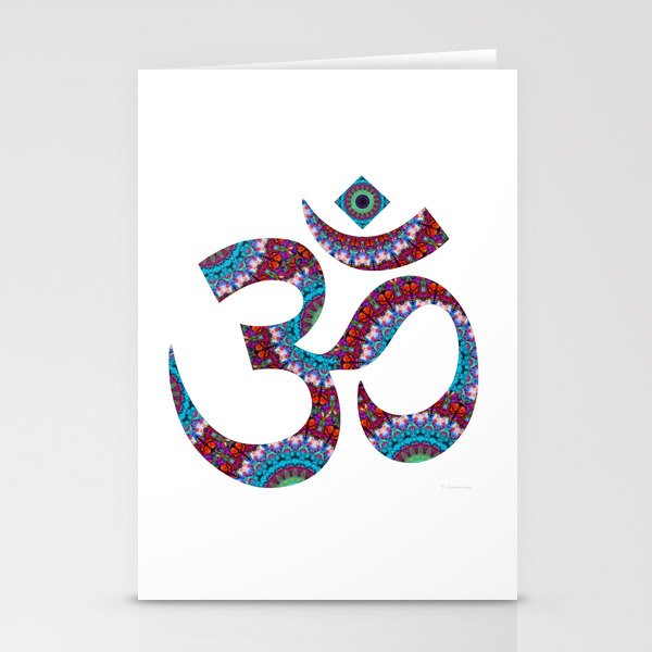 Om 11 - Beautiful Red and Blue - Sharon Cummings Stationery Cards