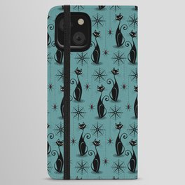 Retro Atomic Spooky Cats iPhone Wallet Case