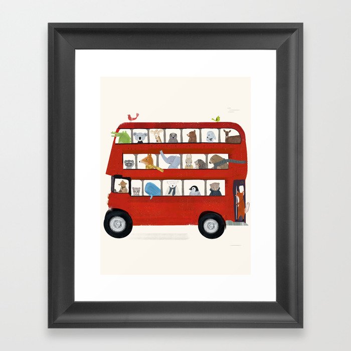 the big little red bus Framed Art Print
