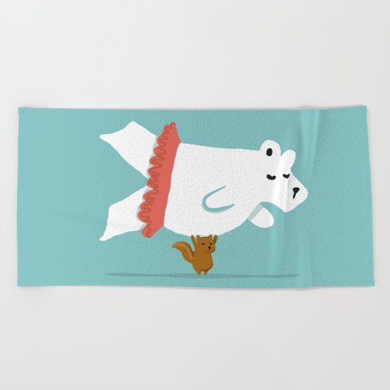 You Lift Me Up - Polar bear doing ballet Beach Towel