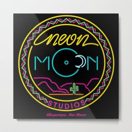Neon Moon Studios Logo - Square on Black Metal Print