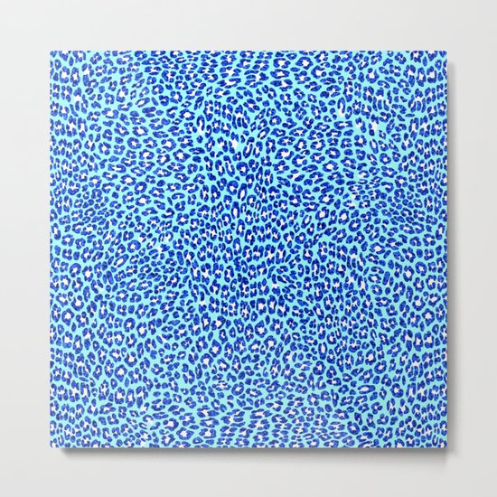 Light Blue Glitter Leopard Print Metal Print