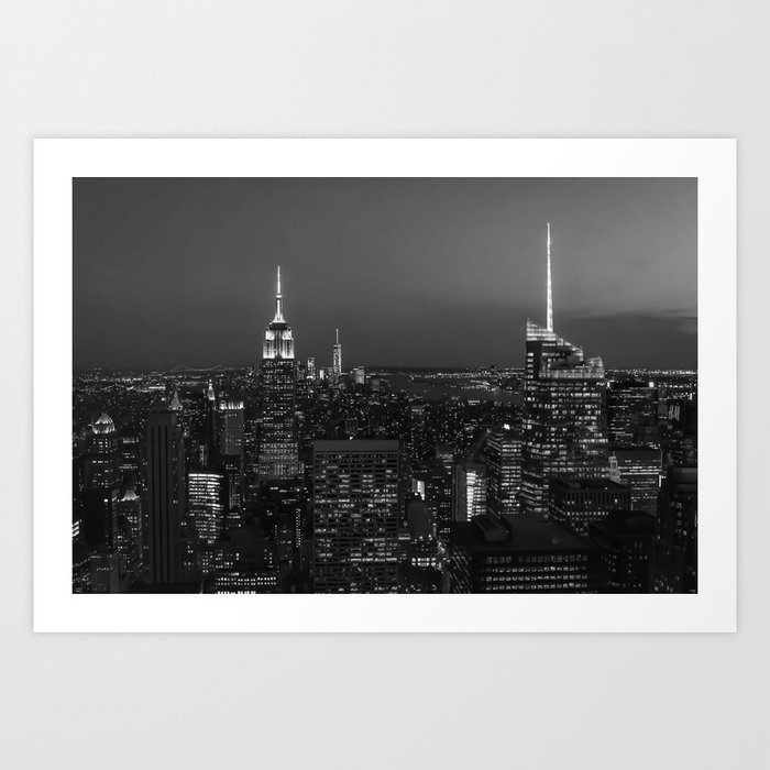 The Empire State and the city. Black & white photography Art Print