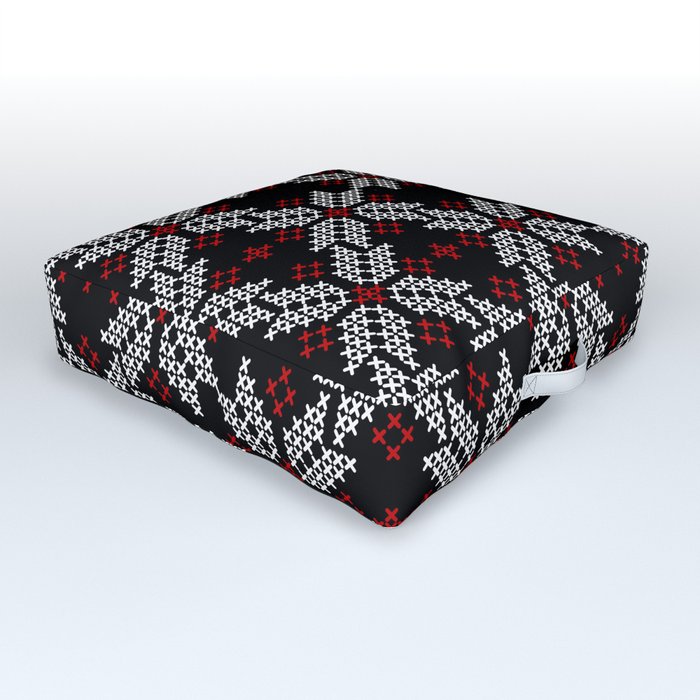 Embroidered cross-stitch seamless pattern with ethnic motifs Outdoor Floor Cushion