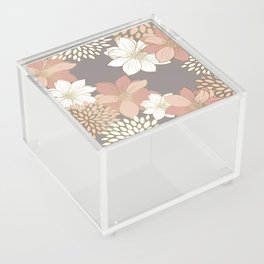 Pink and Gold Floral Garden on Gray Acrylic Box