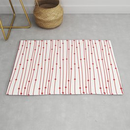 Red White Vertical Stripe Polka Dot Pattern Pairs Coloro 2022 Popular Color Red Glow 013-43-37 Area & Throw Rug