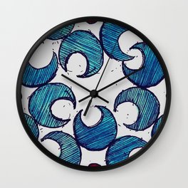Gaillardia Dot Wall Clock | Indianmotif, Maroon, Fiveelements, Minimalism, Drawing, Mixed Media, Blue, Circularshape, Other, Pattern 