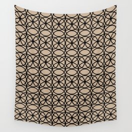 Pantone Hazelnut and Black Rings Circle Heaven 2 Overlapping Ring Design Wall Tapestry