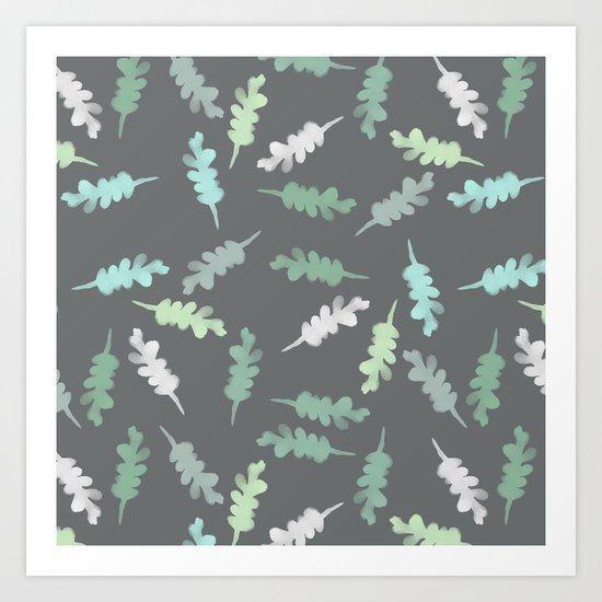 Watercolor Painted Oak Leaves Art Print