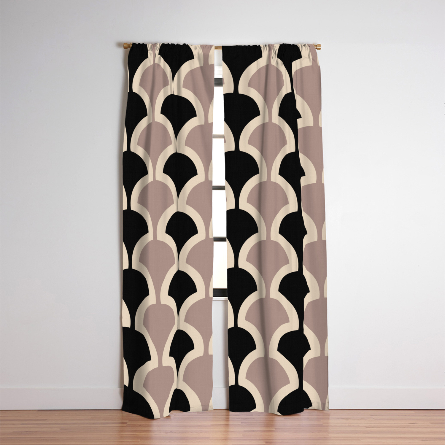 Classic Fan Or Scallop Pattern 445 Black And Beige Blackout