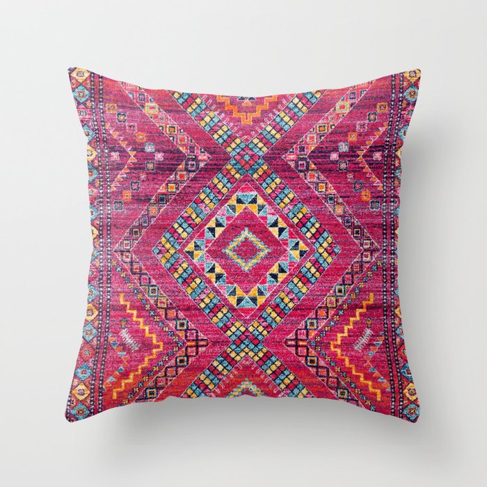 N118 - Pink Colored Oriental Traditional Bohemian Moroccan Artwork. Throw Pillow
