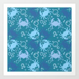 Bubbles and Crabs Pattern Art Print