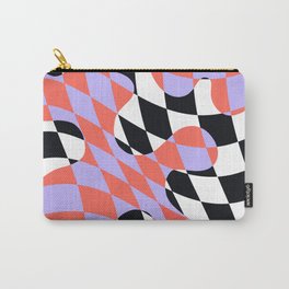 Abstract Warped Check Black Purple Orange Carry-All Pouch | Pattern, Pastel, Checker, Digital, Plaid, Art, Drawing, Purple, Colorful, Splash 