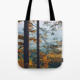 Earthscape Landscape Photography Tall Autumn Fall Trees Overlooking Fields Tote Bag