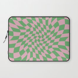 Green & Pink Warped Checkerboard Laptop Sleeve