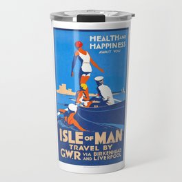 1932 Isle Of Man Health And Happiness Await You Travel Poster Travel Mug