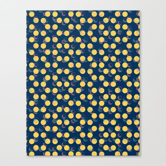 Yellow Polka Dots And Scribbles Canvas Print