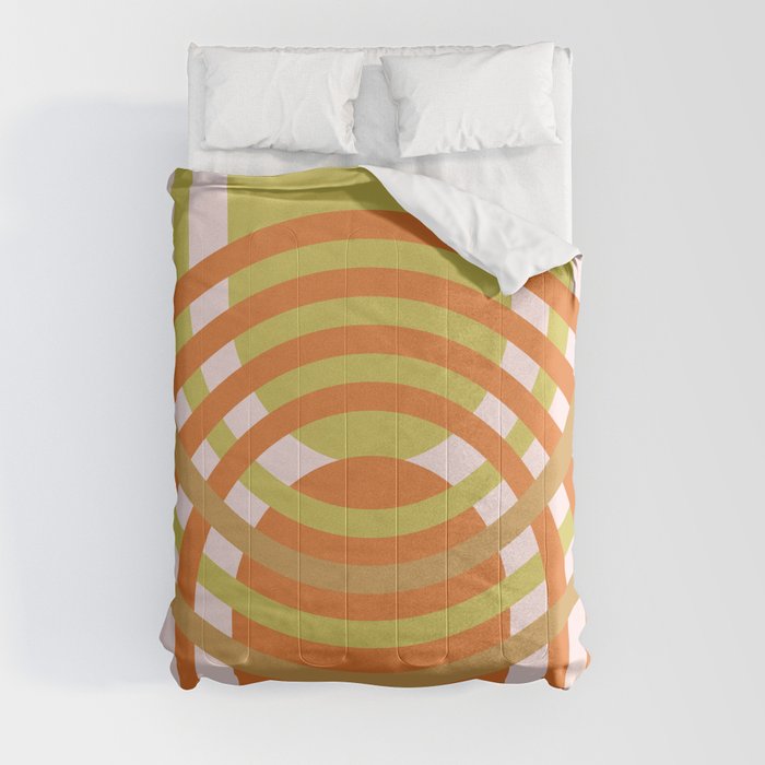 Arches Composition in Russet Orange and Light Olive Green  Comforter