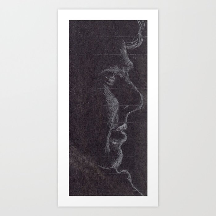 Sherlock Profile - White on Black Art Print