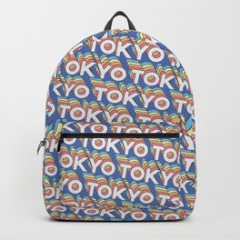 Tokyo, Japan Trendy Rainbow Text Pattern (Blue) Backpack