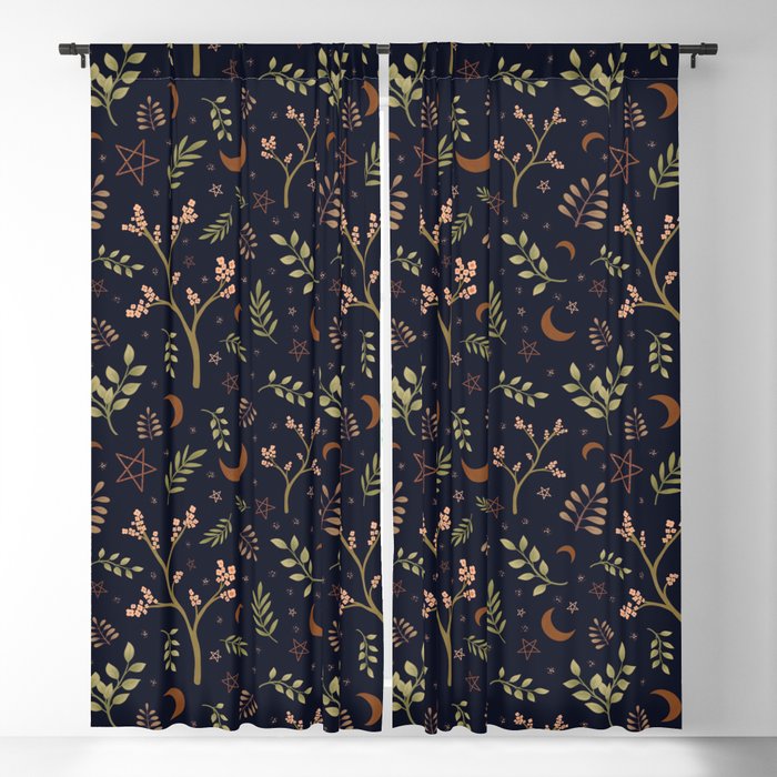 Plant Magick Nature Deep Blue Blackout Curtain