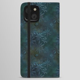 Dark Floral Batik Pattern iPhone Wallet Case