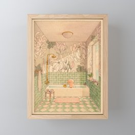 Bath in Green Framed Mini Art Print