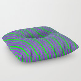 [ Thumbnail: Lime & Purple Colored Striped/Lined Pattern Floor Pillow ]