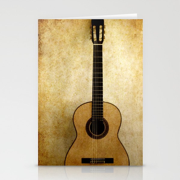 Classical guitar in grunge image Stationery Cards