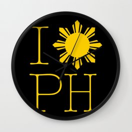 I Love Philippines Wall Clock | Asian, 3Stars, Philippines, Luzon, Digital, Lasislaspilipinas, Pinay, Filipinx, Sun, Visayas 