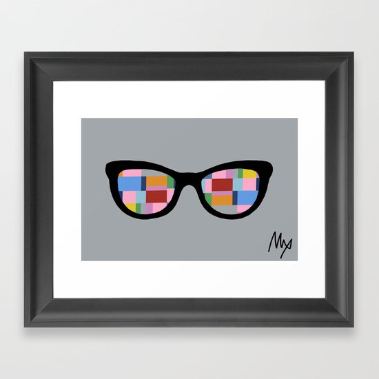 Square Eyes on Grey Framed Art Print