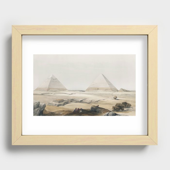 Pyramids of Geezeh (Giza) illustration by David Roberts (1796–1864). Recessed Framed Print