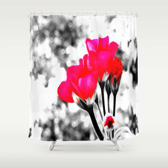 Hot Pink Flowers Pop Of Color Shower Curtain