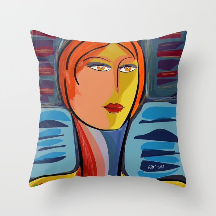 Woman at the window on the French Riviera Throw Pillow