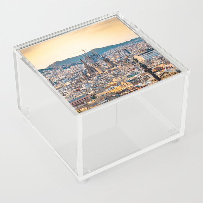 Spain Photography - Barcelona Under The Orange Sky Acrylic Box